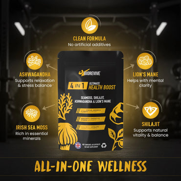 4-IN-1 - Seamoss, Shilajit, Lions Mane, Ashwagandha