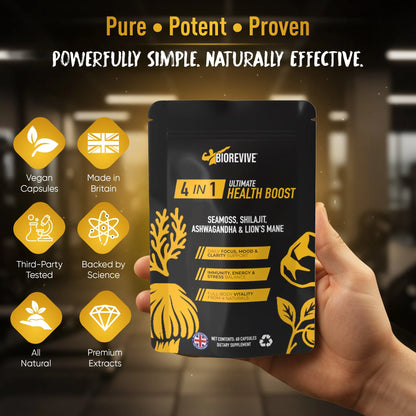 4-IN-1 - Seamoss, Shilajit, Lions Mane, Ashwagandha